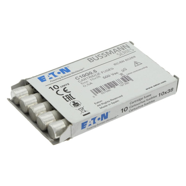 Cylindrical fuse 10 x 38 0-5a gg 500v ac 