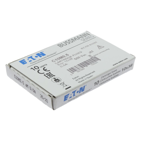 Cylindrical fuse 10x38 0.5a am 500v ac 