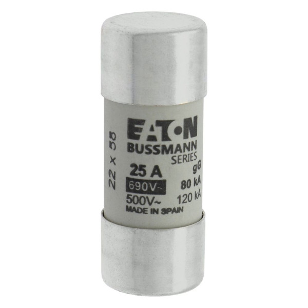 Cylindrical fuse 22 x 58 25a gg 690v ac 