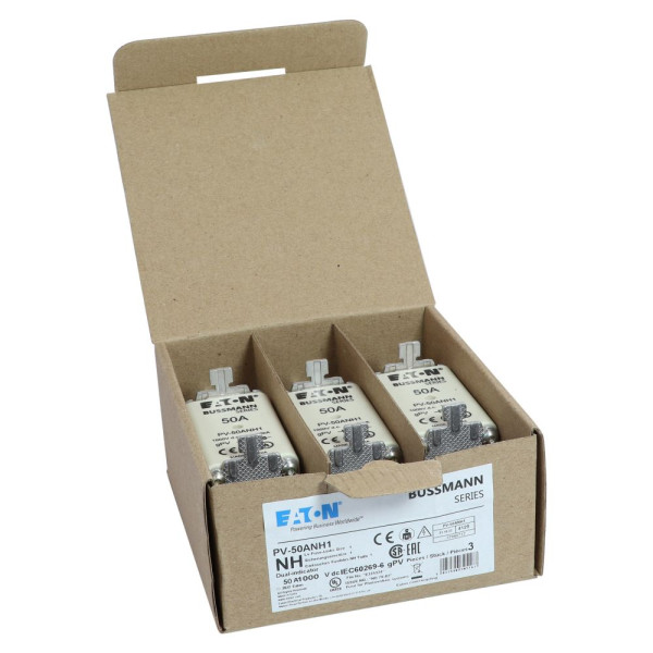 Fuse 50a 1000v dc pv size 1 dual ind  - Eaton - PV-50ANH1