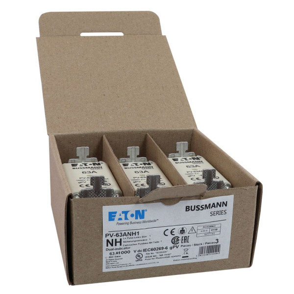 Fuse 63a 1000v dc pv size 1 dual ind 