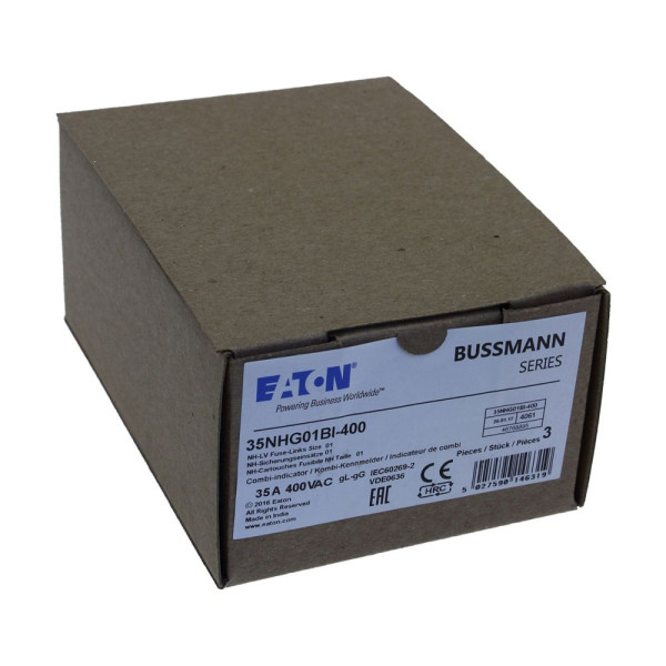 Nh fuse 35a 400v gg/gl size 01  - Eaton - 35NHG01BI-400