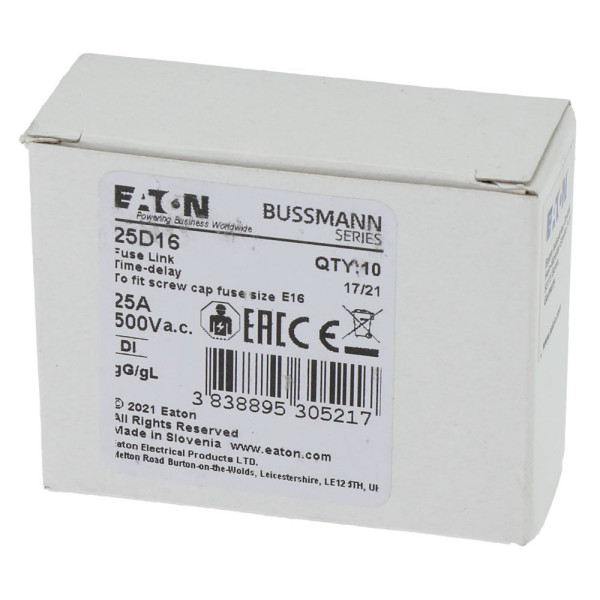 Fuse-d1 25a t gl/gg 500vac e16 