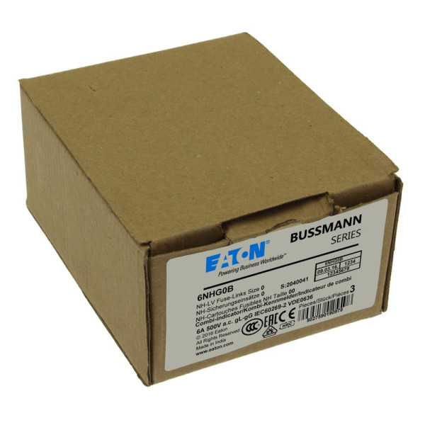 Nh fuse 6a 500v gg/gl size 0  - Eaton - 6NHG0B