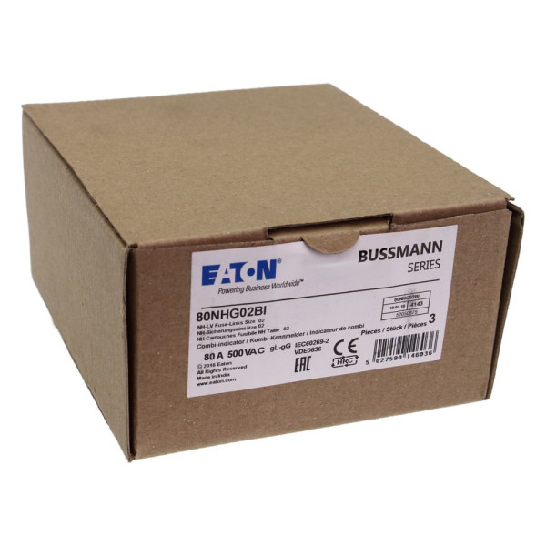 Nh fuse 80a 500v gl/gg size 02  - Eaton - 80NHG02BI