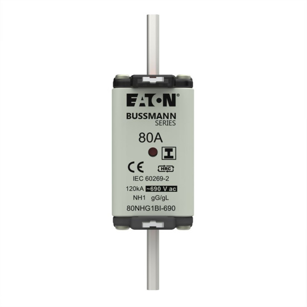 Nh fuse 80amp 690v ac gg 1 dual ind  - Eaton - 80NHG1BI-690