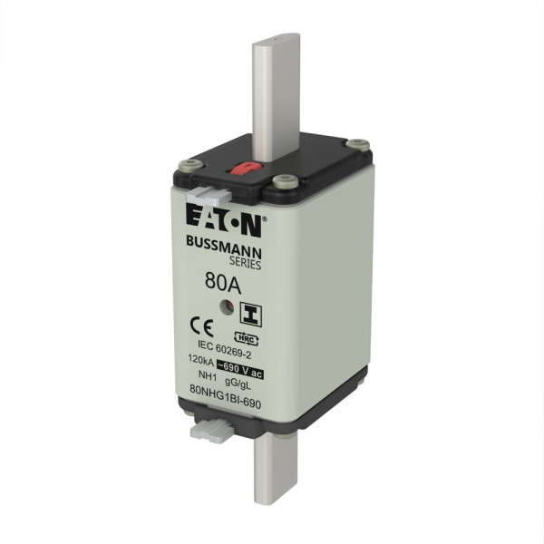Nh fuse 80amp 690v ac gg 1 dual ind  - Eaton - 80NHG1BI-690