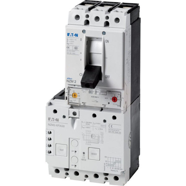 Disjoncteur, 3p, 125a, bornes à cage, +bloc différentiel, 30ma (NZMH2-A125-FIA30-BT) - Eaton - 129711