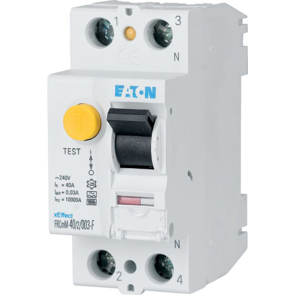 Interrupteur différentiel, 40a, 2p, 100ma, type g/f (FRCMM-40/2/01-G/F)