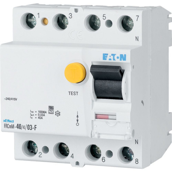 Interrupteur différentiel, 25a, 4p, 300ma, type g/f (FRCMM-25/4/03-G/F) - Eaton - 187420