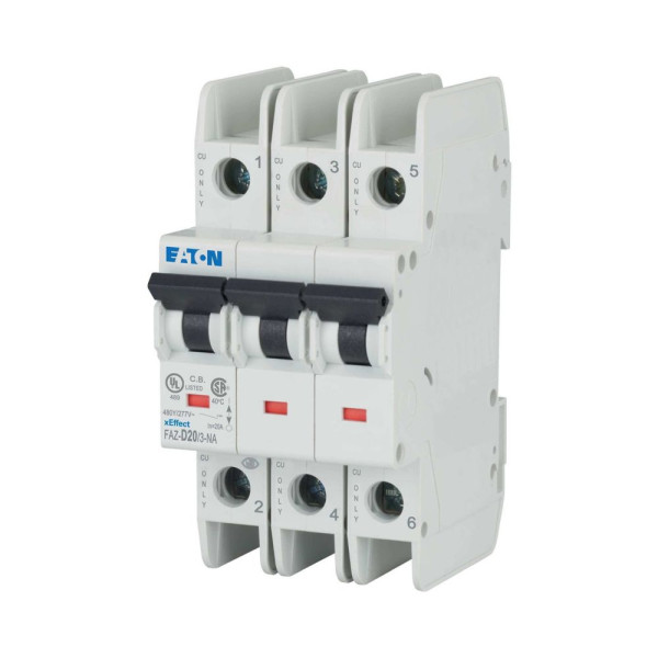 Disjoncteur faz courbe d 20a 3p na ul (FAZ-D20/3-NA) - Eaton - 102271