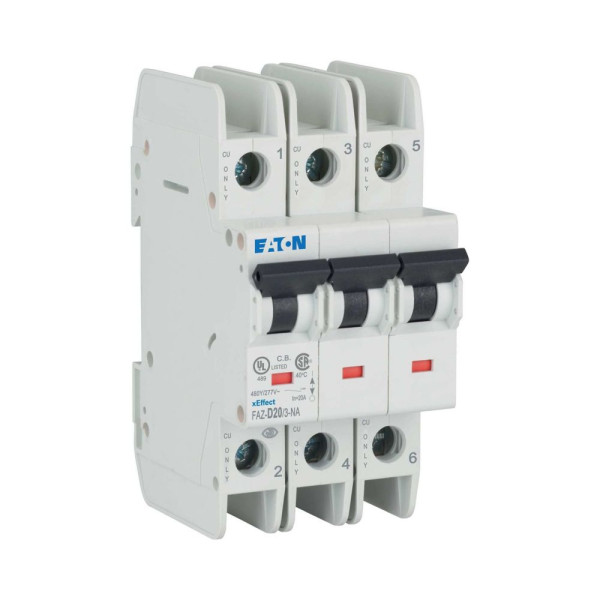 Disjoncteur faz courbe d 20a 3p na ul (FAZ-D20/3-NA) - Eaton - 102271