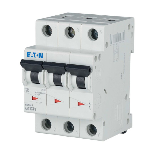 Disj faz 3p 3a 15ka (iec/en 60947-2) cbe d (FAZ-D3/3) - Eaton - 278886