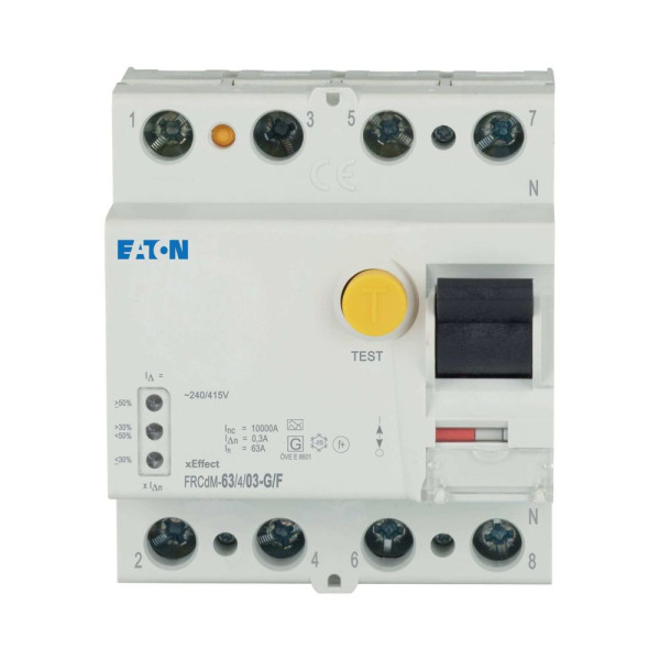 Interrupteur différentiel digital frcdm, 4p, 63a, type g/f, 300ma