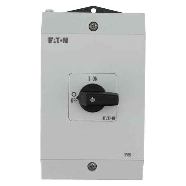Inter marche-arrêt, +coffret, 3p +1f+1o, 25a, poignée noire (P1-25/I2/HI11) - Eaton - 207302