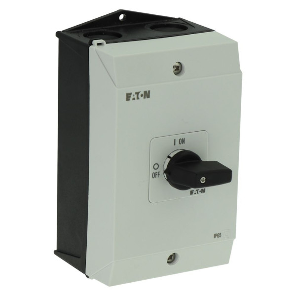 Inter marche-arrêt, +coffret, 3p +1f+1o, 25a, poignée noire (P1-25/I2/HI11) - Eaton - 207302