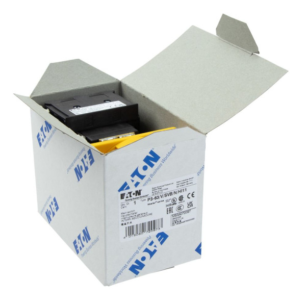 Inter. général, 3 p+n + 1f+1o, 63 a, verrouillable, encastré, fixation arrière (P3-63/V/SVB/N/HI11) - Eaton - 072097
