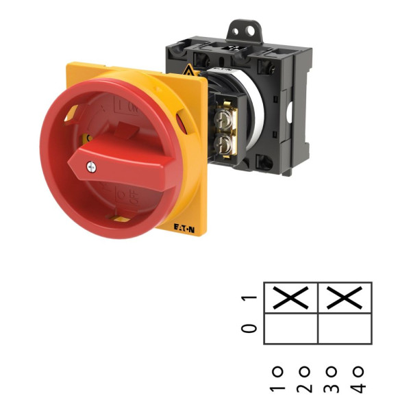 Inter. général, 2 p, 32a, 90°, verrouillable, encastréavec fixationarrière (T3-1-102/V/SVB) - Eaton - 019120