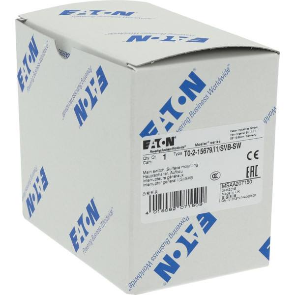Inter. général, tripolaire + 1 contact f, 20a, 90°, verrouillable, en saillie (T0-2-15679/I1/SVB-SW) - Eaton - 207150