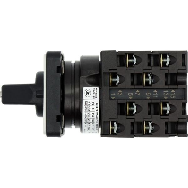 Inverseurs, contacts: 8, 20 a, plastron: 1-0-2, 60°, à accrochage, encastré (T0-4-8213/E)