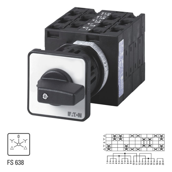 Commut. inverseur, cont.: 10, 32a, à acc.,encastré, fixation centrale (T3-5-15876/EZ) - Eaton - 000797