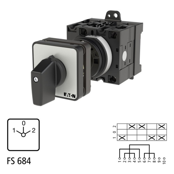 Inverseur, cont.: 5, 32a, 1-0-2, 45°, à accrochage, encastré, fixation arrière (T3-3-8401/Z)