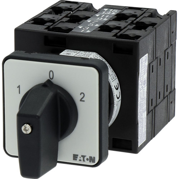 Commut., cont.: 8, 32a, dahlander, 2 vitesses, 1-0-2, 60°, à acc., encastré (T3-4-8441/E)