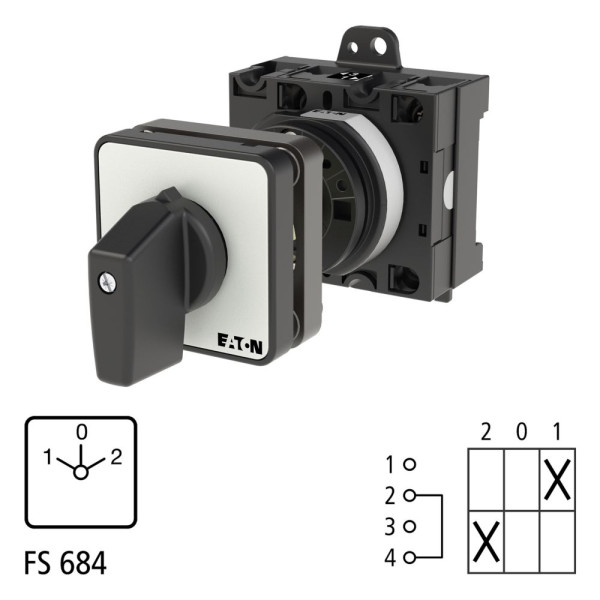 Inverseur, cont.: 2, 32a, 1-0-2, 60°, à accrochage, encastré, fixation arrière (T3-1-8210/Z) - Eaton - 057091