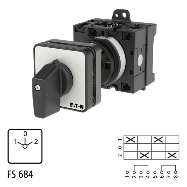 Inverseur, cont.: 4, 32a, 1-0-2, 60°, à accrochage, encastré, fixation arrière (T3-2-8211/Z)
