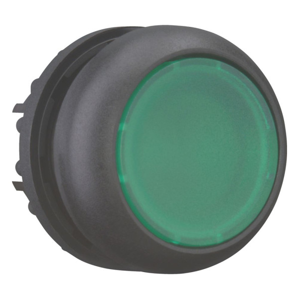 Bouton-poussoir lumineux, plat, vert, à accrochage (M22S-DRL-G) - Eaton - 216949