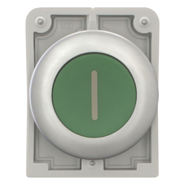 Bouton poussoir, 30mm, flush, à accroch vert, avec inscription  (M30C-FDR-G-X1) - Eaton - 182931