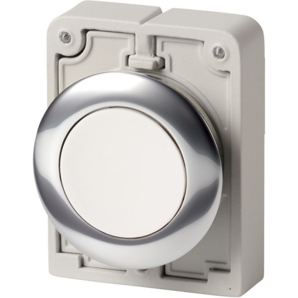 Bouton poussoir, 30mm, flush, à accroch blanc, sans inscription (M30C-FDR-W) - Eaton - 182943