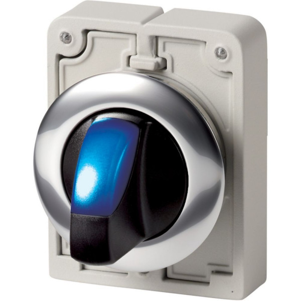 Commut rotatif lumineux, 30mm, à manette, bleu, 3 positions, à accroch (M30C-FWRLK3-B) - Eaton - 187131