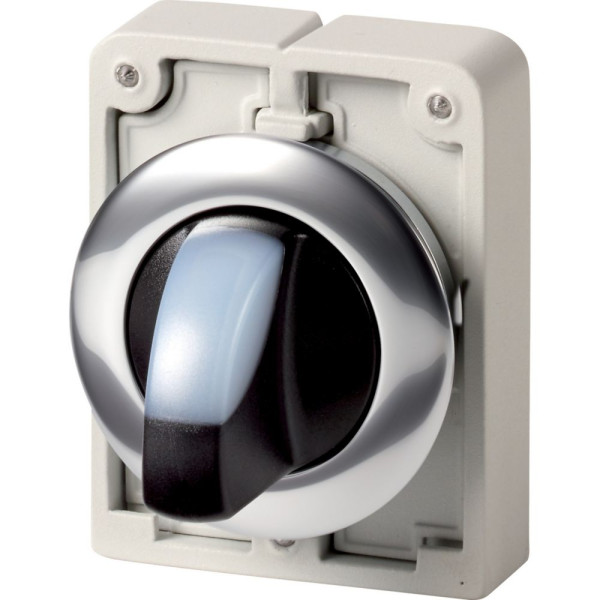 Commut rotatif lumineux, 30mm, à manette, blanc, 3 positions, à accroch (M30C-FWRLK3-W) - Eaton - 187134