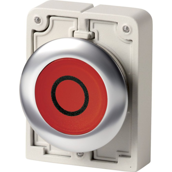Bouton-pous.lumin.30mm affleur.rouge "o" (M30I-FDL-R-X0) - Eaton - 188033