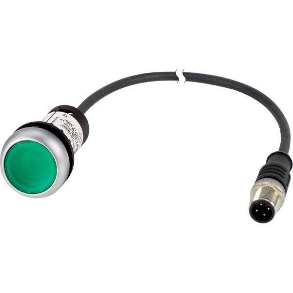 Bouton-poussoir lumin; à accroch; vert; 24 v; 1 no; câble 0,5m + connecteur m12a (C22-DRL-G-K10-24-P3) - Eaton - 181629