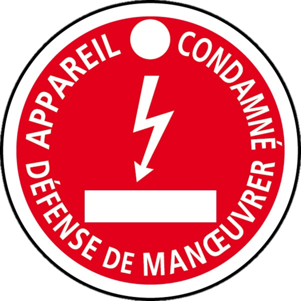 Macaron pvc de signalisation "appareil condamné" ø 80 mm. - Catu - AP467