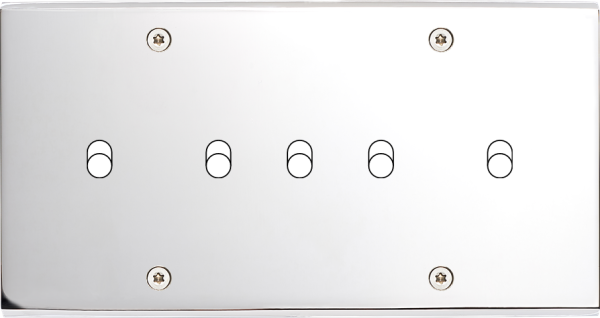 Façade Confidence Laiton  Chrome double horizontale 5 basculeurs à vis (175-415) - Modelec - 175415