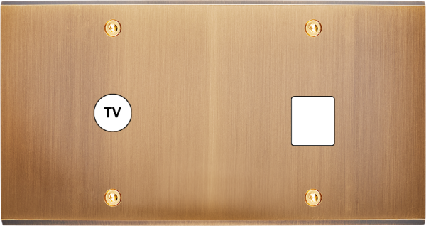 Façade Confidence Laiton Vieux Bronze double horizontale PC 1 prise TV a vis (273-417)