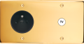 Façade confidence laiton or miroir double horizontale prise 2p+t 1 prise tv a vis