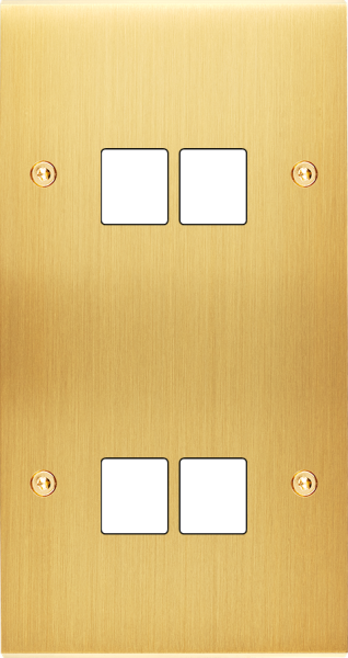 Façade Confidence Laiton Satiné double verticale 2 MEDIA 2 MEDIA à vis (288-419) - Modelec - 288419