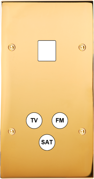 Façade Confidence Laiton  Or Miroir double verticale 1 MEDIA TV-FM-SAT à vis (289-421)