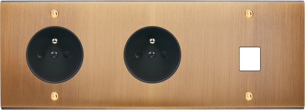 Façade Confidence Laiton  Vieux Bronze triple horizontale PC PC 1 MEDIA à vis (313-417)