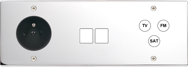 Façade Confidence Laiton  Chrome triple horizontale PC 2 MEDIA TV-FM-SAT à vis (325-415)