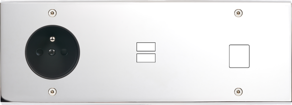 Façade confidence laiton chrome triple horizontale prise de courant 2p+t ouverture pour chargeur double usb 1 média vis