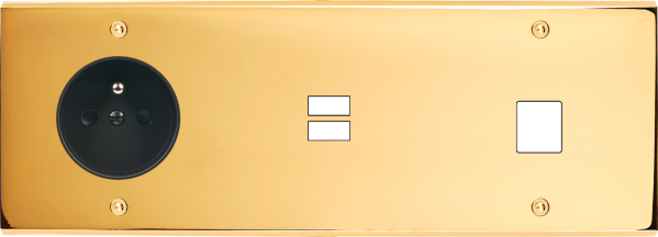 Façade confidence laiton or miroir triple horizontale prise de courant 2p+t ouverture pour chargeur double usb 1 média vis