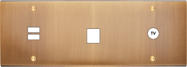 Façade confidence laiton vieux bronze triple horizontale ouverture pour chargeur double usb 1 média 1 tv vis