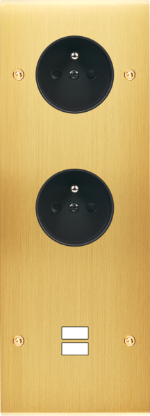 Façade confidence laiton satiné triple verticale prise de courant 2p+t prise de courant 2p+t ouverture pour chargeur double usb vis - Modelec - 387419