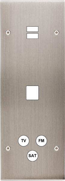 Façade confidence laiton nickel satiné triple verticale ouverture pour chargeur double usb 1 média 1 tv-fm-sat vis