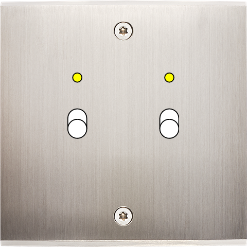 Façade confidence laiton nickel satiné simple 2 basculeurs+led à vis